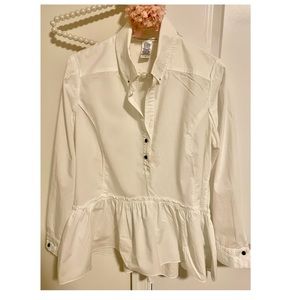 ***DIANE VON FURSTENBURG*** White Collar Pleated Blouse